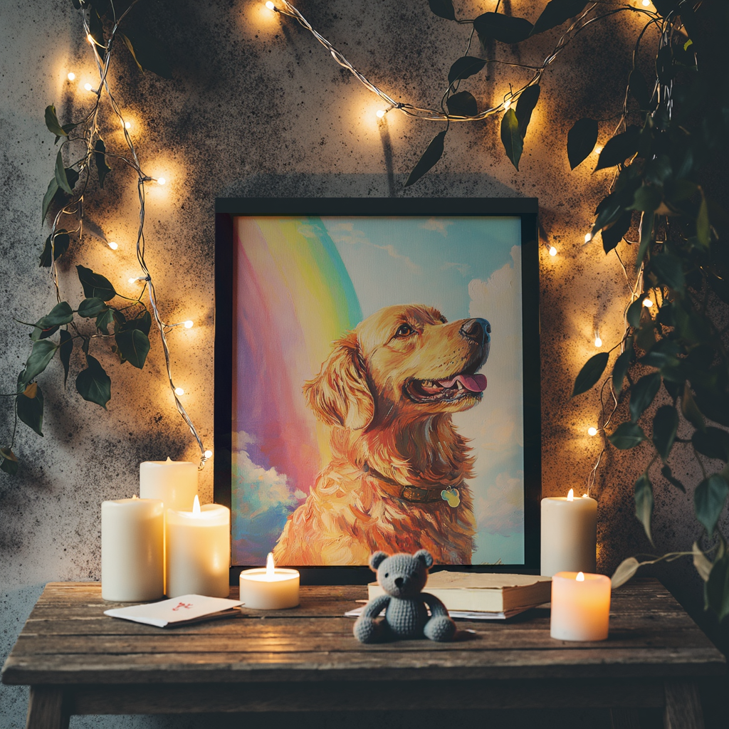 Rainbow Bridge - Memorial Custom Pet Portrait Canvas