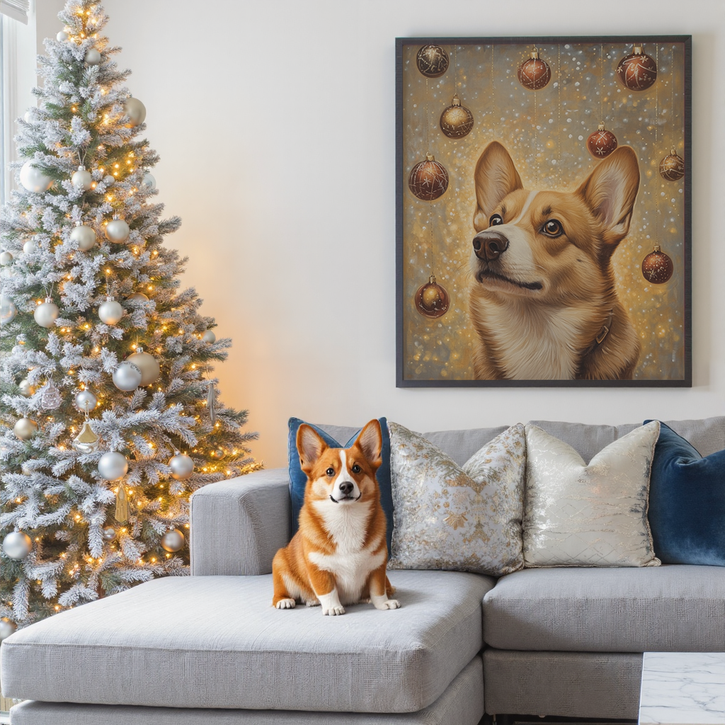 Yuletide Luster - Christmas Custom Pet Portrait Canvas