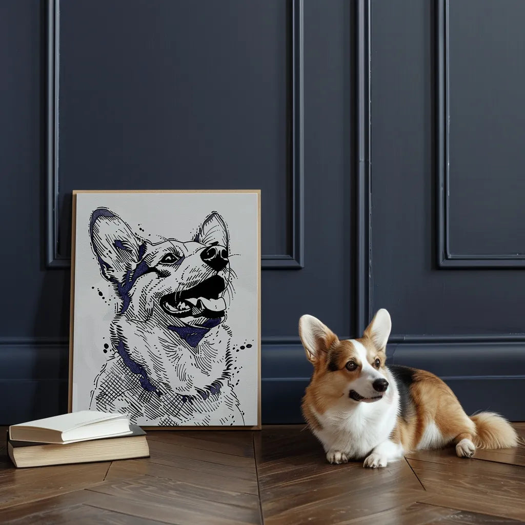 Ink Drawing - Custom Pet Portrait Canvas