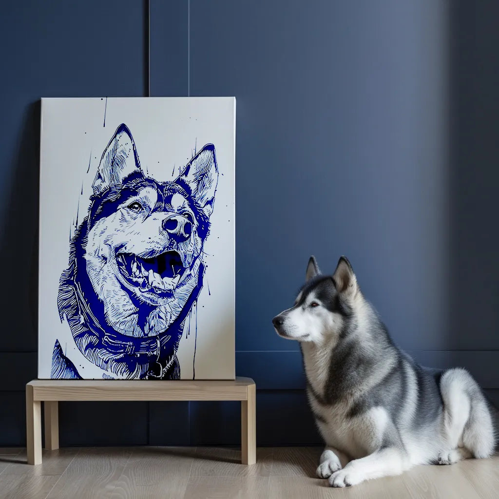 Ink Drawing - Custom Pet Portrait Canvas