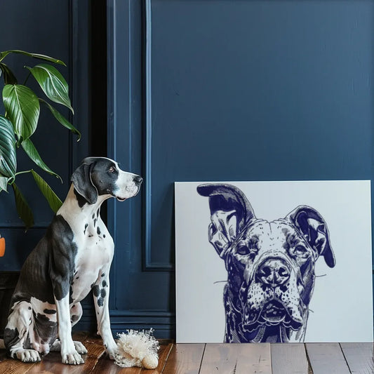 Ink Drawing - Custom Pet Portrait Canvas